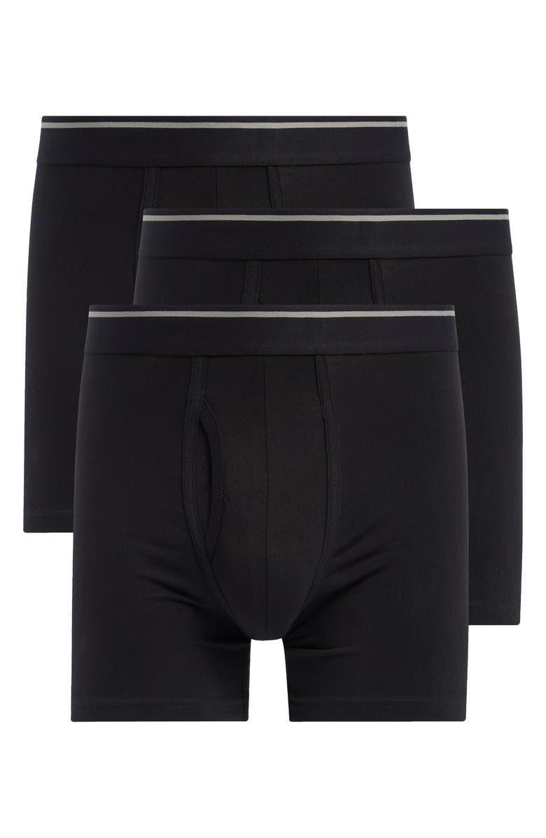 NORDSTROM RACK 3-Pack Stretch Cotton Boxer Briefs, Alternate, color, Black