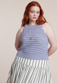 ELOQUII Open Stitch Racer Tank