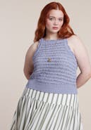 ELOQUII Open Stitch Racer Tank