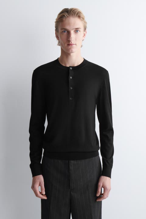 Slim Merino Wool Henley Top
