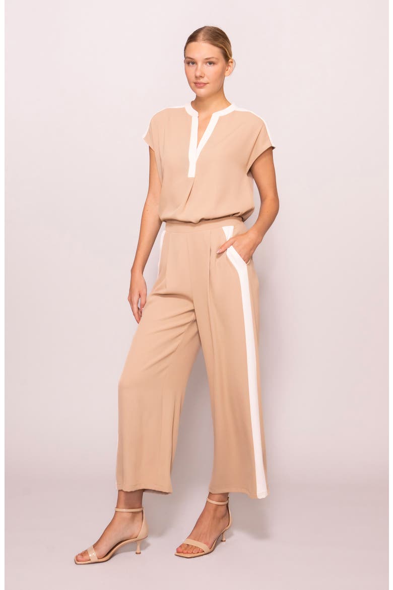 Side Stripe Wide Leg Pants, Alternate, color, LIGHT KHAKI/ BONE
