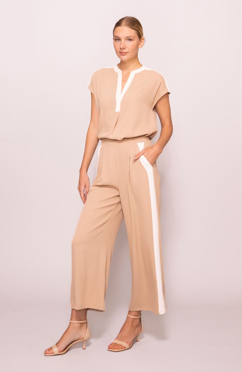 MELLODAY Side Stripe Wide Leg Pants, Alternate, color, Light Khaki/ Bone