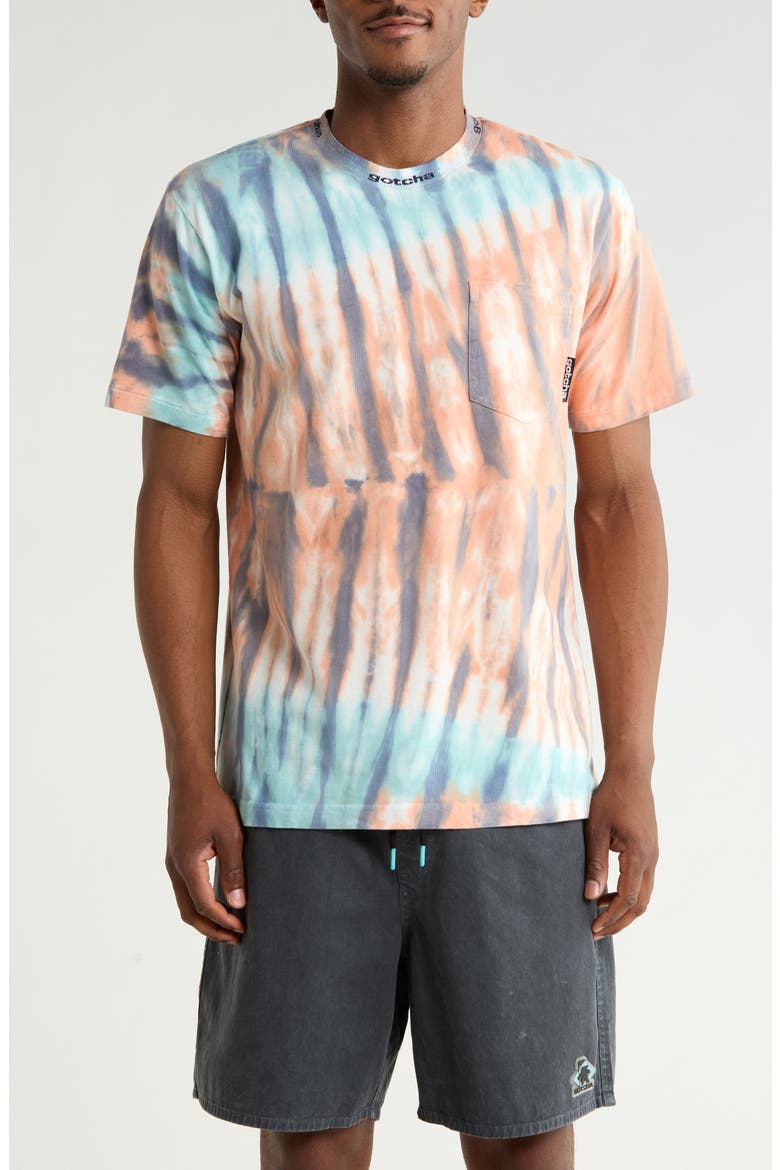 Silverlake Tie Dye Cotton Pocket T-Shirt, Main, color, CANYON SUN