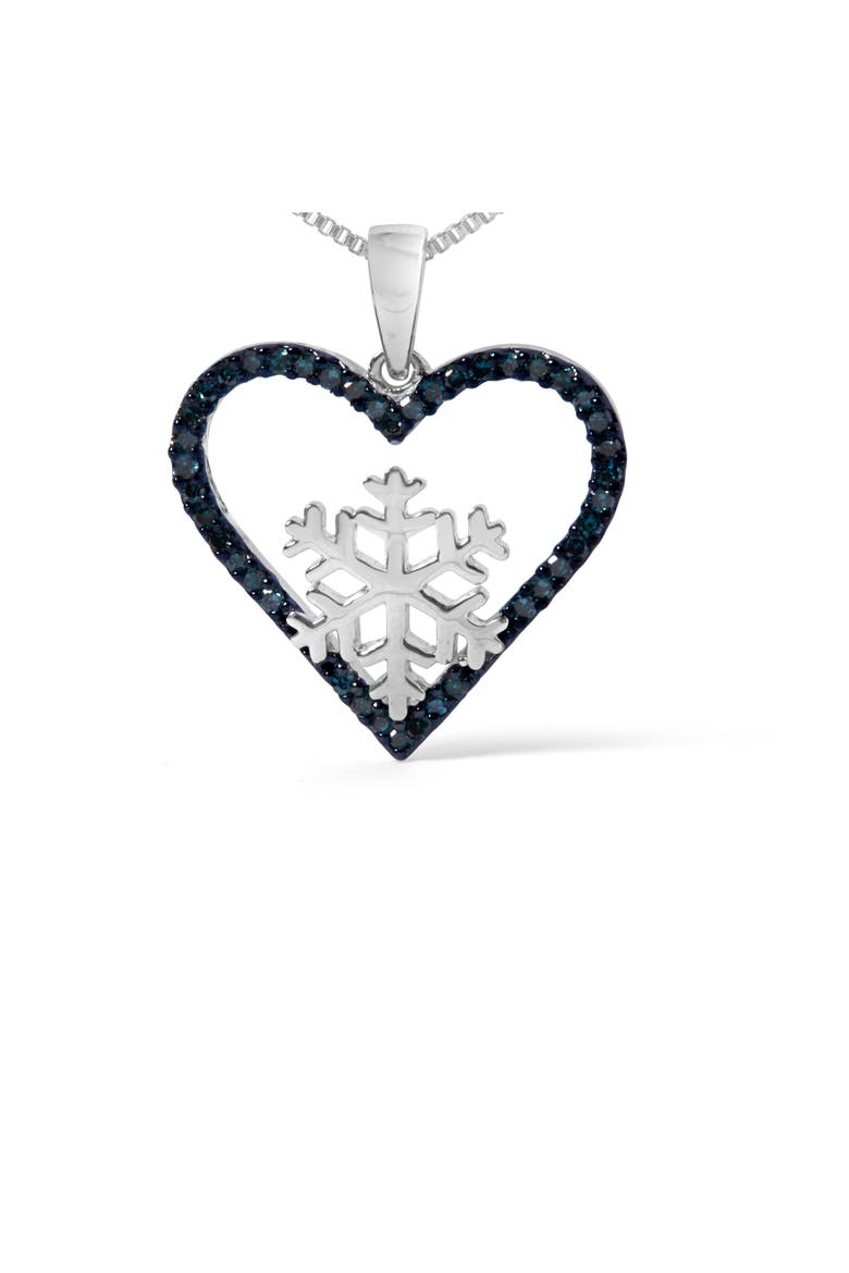 925 Sterling Silver 1/10ct TDW  Blue Treated  Diamond Heart Pendant Necklace, Alternate, color, Silver