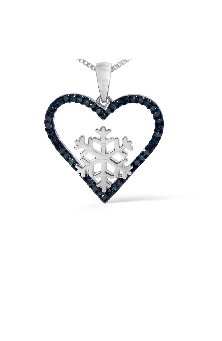 Haus of Brilliance 925 Sterling Silver 1/10ct TDW Blue Treated Diamond Heart Pendant Necklace, Alternate, color, Silver