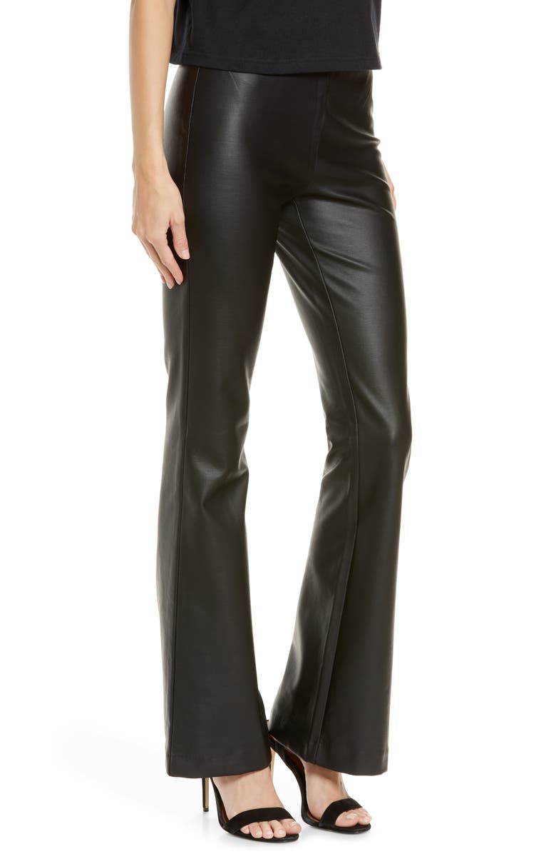 VERO MODA Kamma Faux Leather Flared Pants, Alternate, color,