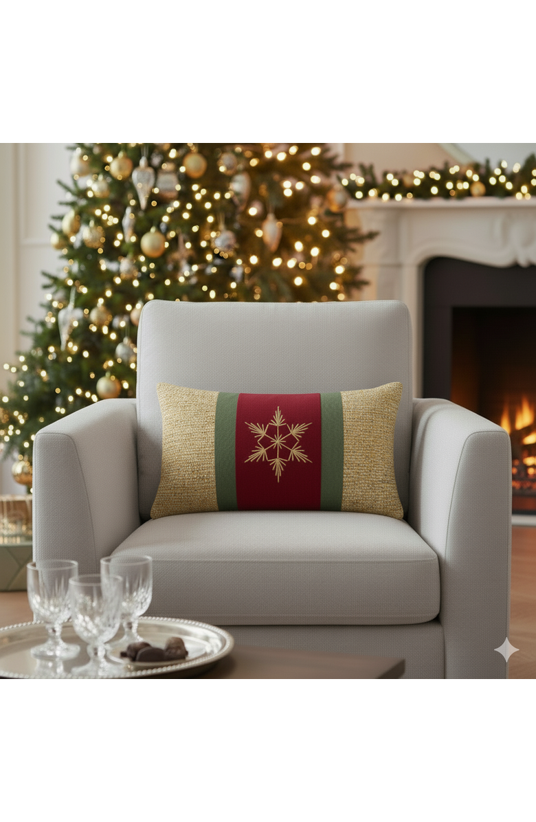Elaine Smith Tradition Gold Handmade Indoor & Outdoor Woven Accent Holiday Pillow, Alternate, color, Gold