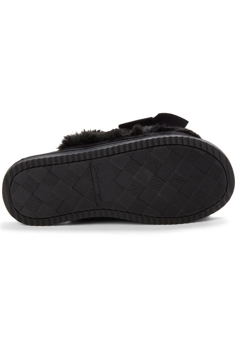 DEARFOAMS Bianca Pile Slide Slipper with Bow, Alternate, color, Black
