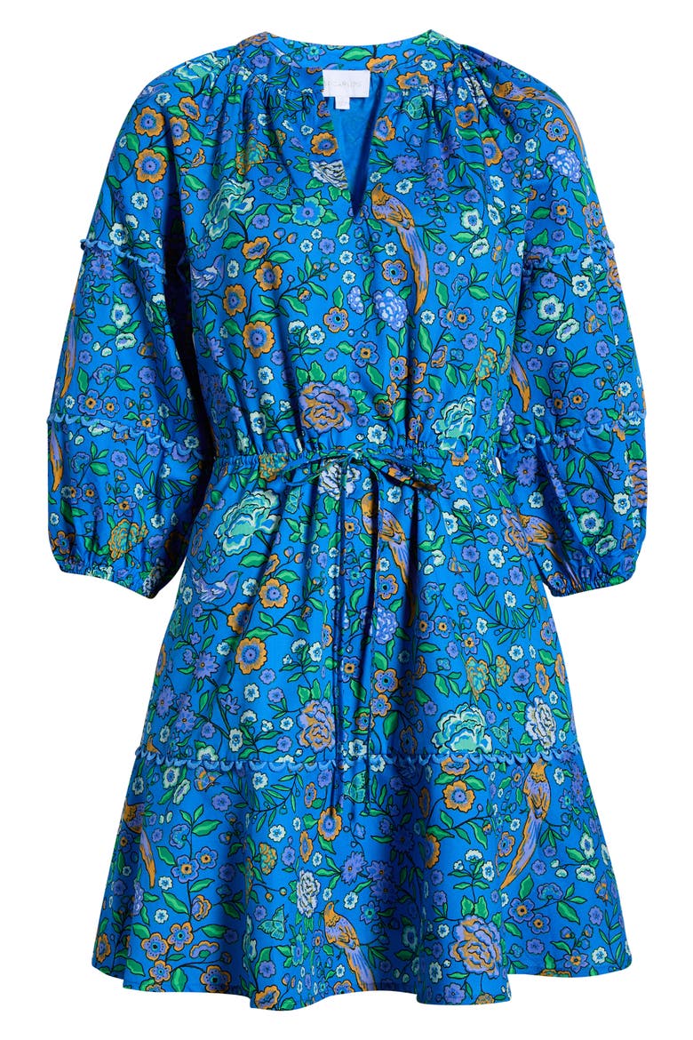 Dabria Split Neck Minidress, Alternate, color, BLUE-GREENS