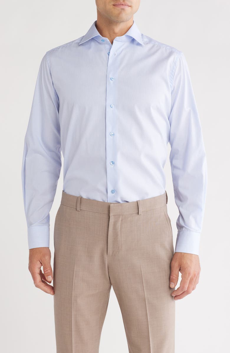 Eton Contemporary Fit Stripe Stretch Cotton Dress Shirt, Main, color, 
