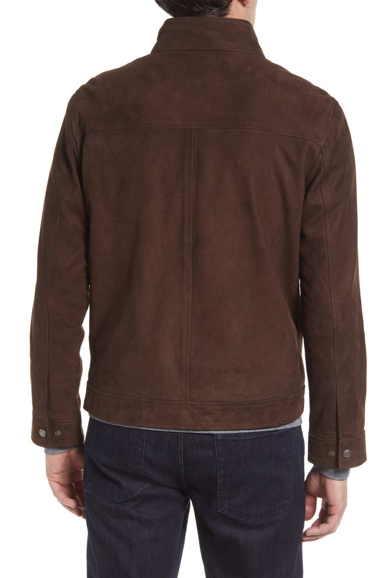 Men's Nubuck Leather Bomber Jacket, Alternate, color, CHOCOLATE