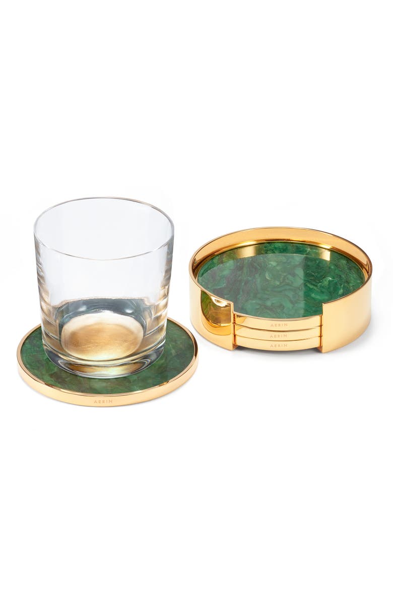 Aerin Lucas Set of 4 Stone Coasters with Holder, Alternate, color, 