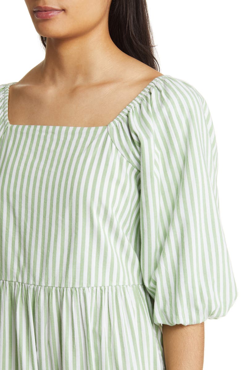 beachlunchlounge Stripe Open Back Bow Cotton Blend Dress, Alternate, color, Peperomia