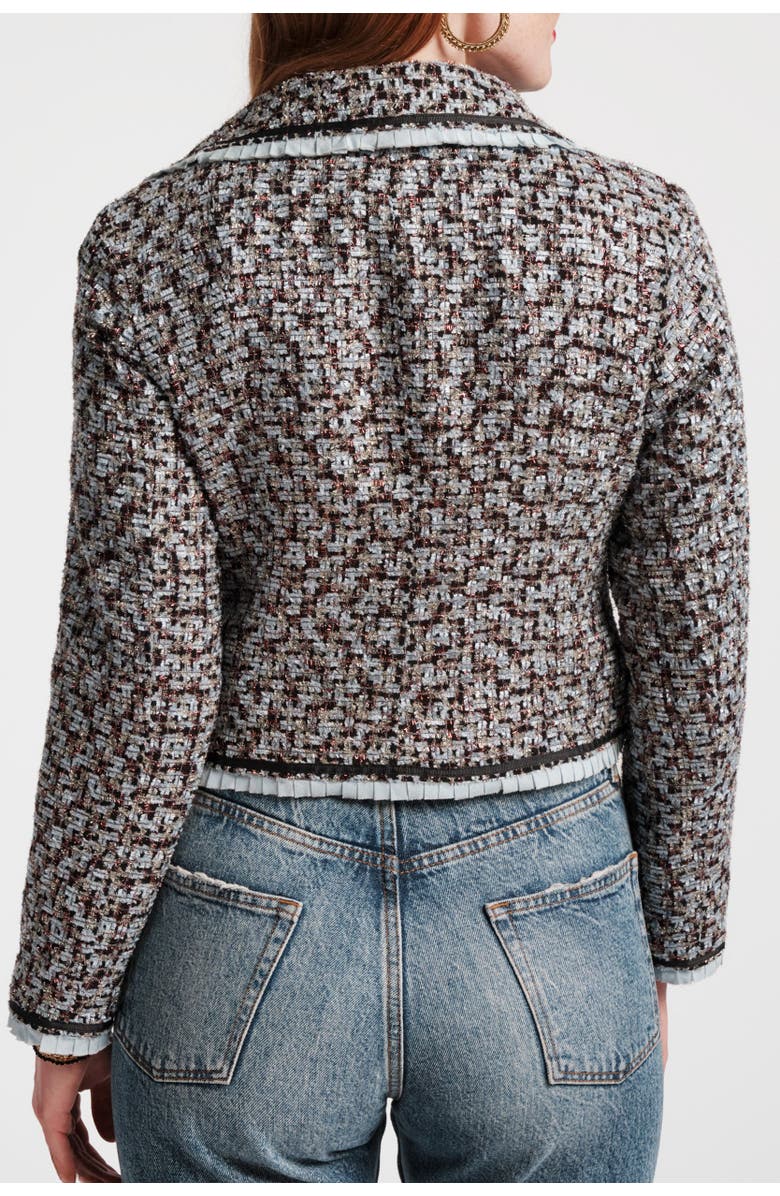 Frances Valentine Jessie Jacket Deco Tweed Poly Lurex, Alternate, color, Light Blue/Gold/Multi