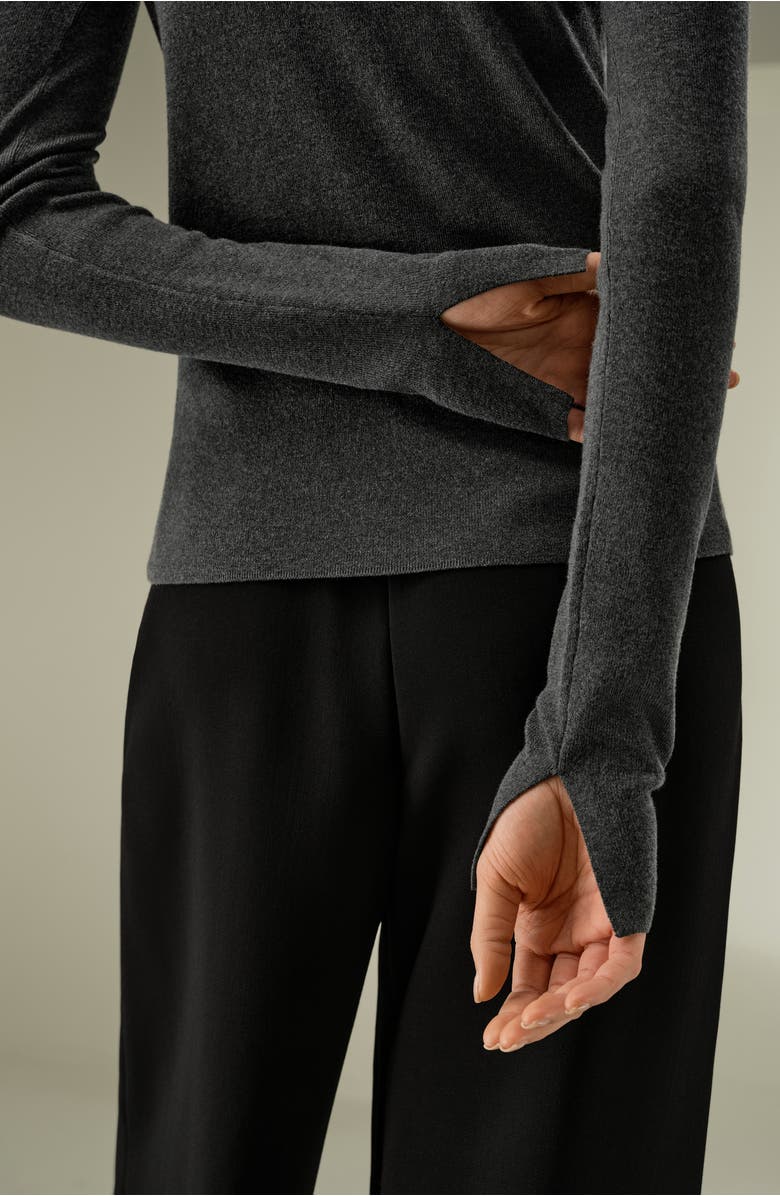 Lilysilk Women's Slim Fit Silk Cashmere Sweater, Alternate, color, Thunder