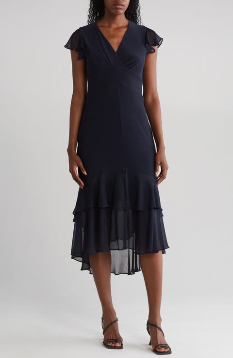 Mixed Media High-Low Dress