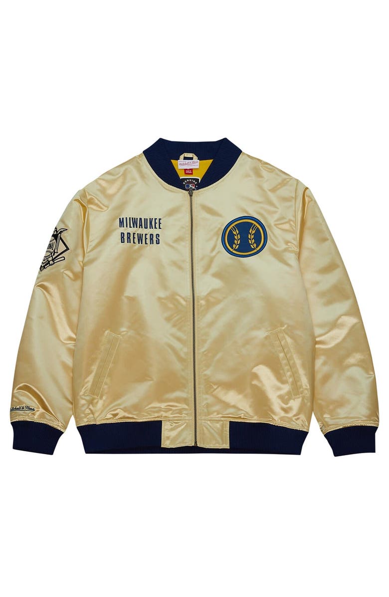 Mitchell & Ness Men's Mitchell & Ness Gold Milwaukee Brewers OG 2.0 Lightweight Satin Full-Zip Jacket, Alternate, color, Gold