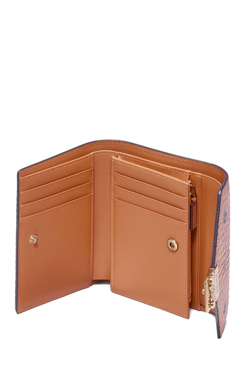 Tracy Trifold Wallet in Visetos, Alternate, color, Cognac