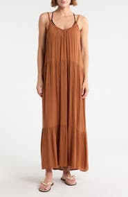 BOHO ME Tiered Gauze Cover-Up Midi Dress