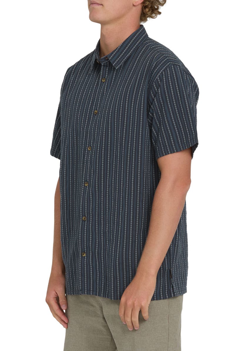 Billabong Garage Sandon Stripe Jacquard Cotton Camp Shirt, Alternate, color, True Navy