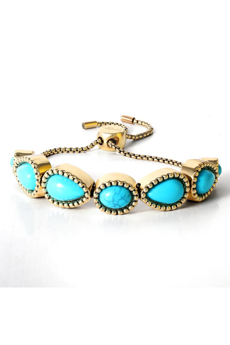 Turquoise Stone Slider Bracelet, Main, color, Gold, Turquoise
