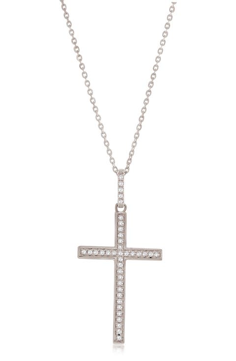 14K Gold Diamond Cross Pendant Necklace
