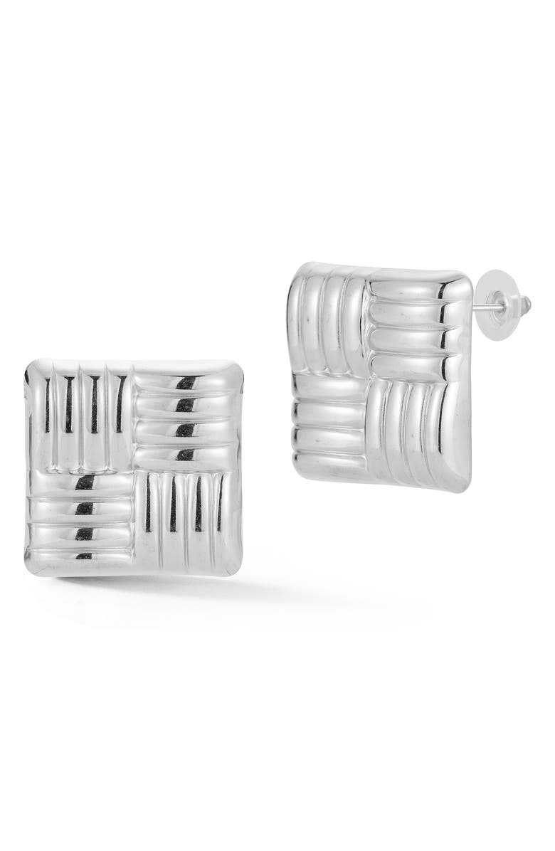 GLAZE JEWELRY Crosshatch Stud Earrings, Main, color, Silver