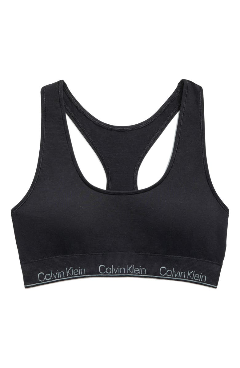 Calvin Klein Logo Racerback Bralette, Alternate, color, 