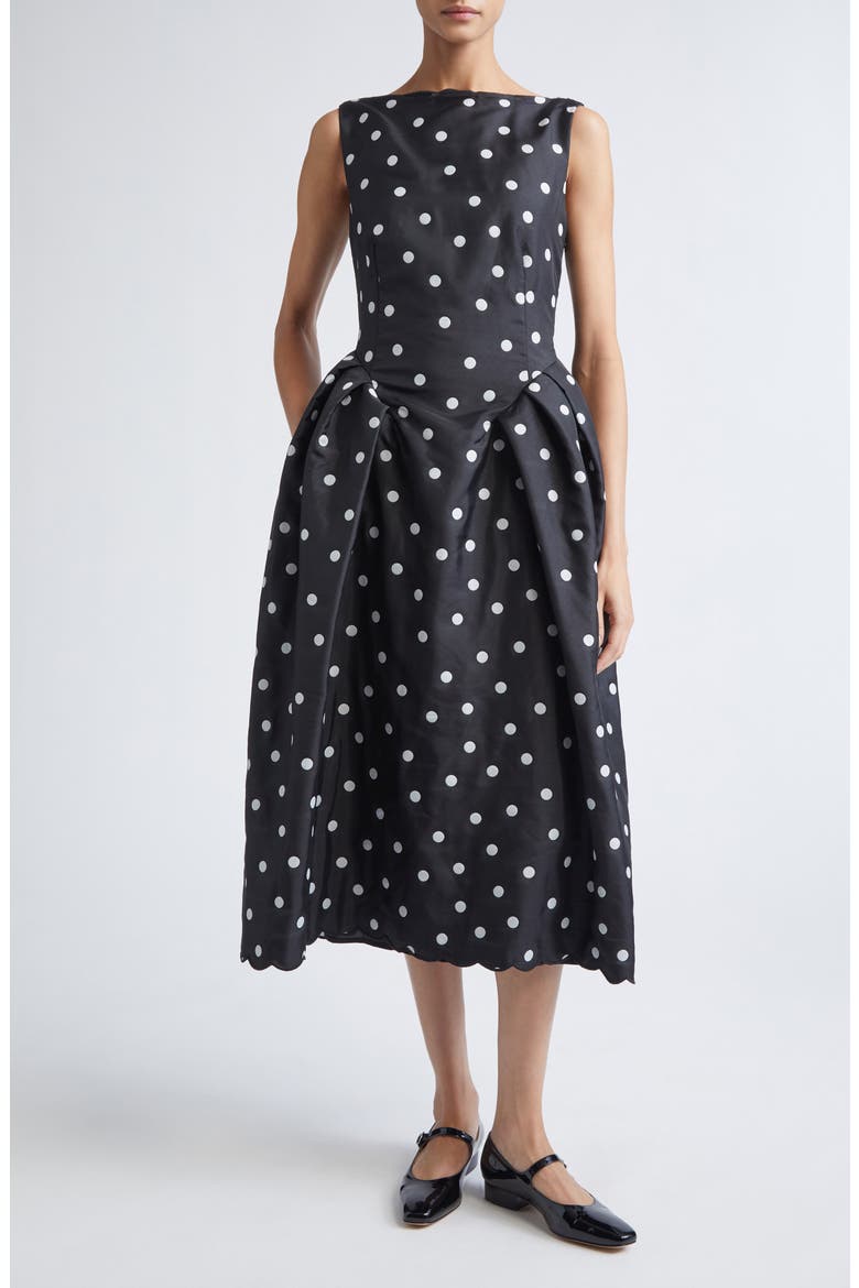 Polka Dot Sleeveless Midi Cocktail Dress, Main, color, QUILTED DOTS