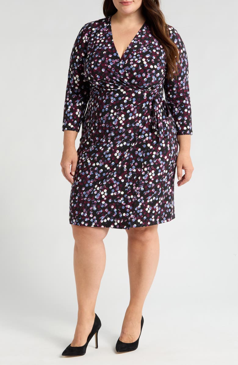 Anne Klein Polka Dot Faux Wrap Dress, Main, color, 