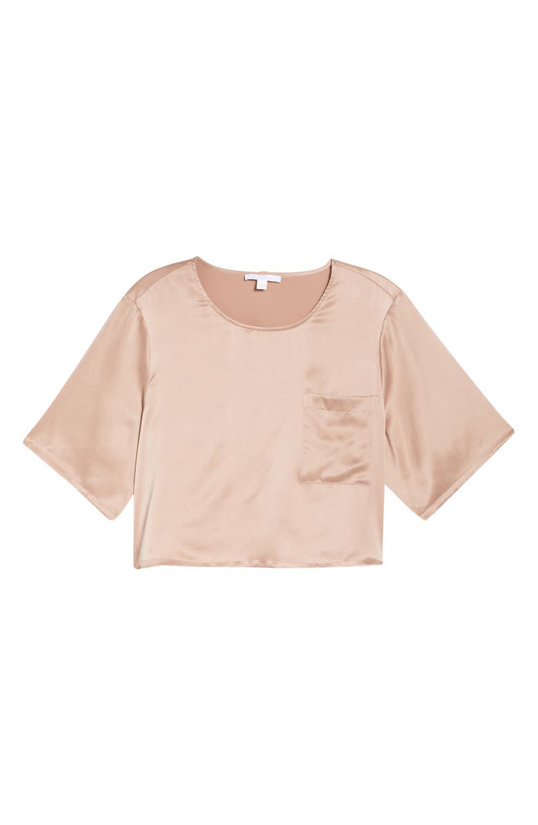 Lunya Washable Silk Crop Sleep T-Shirt, Alternate, color, Otium Tan