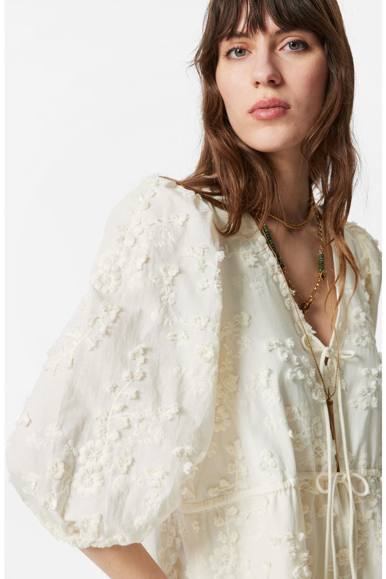 Embroidered Puff Sleeve Cotton Mini Sundress, Alternate, color, CREAM DUSTY LIGHT
