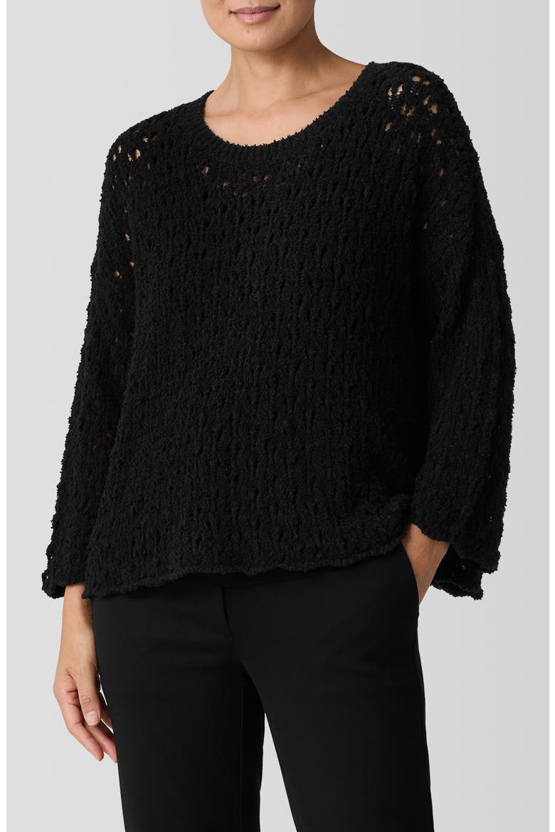 Open Stitch Organic Cotton Blend Sweater, Main, color, BLACK
