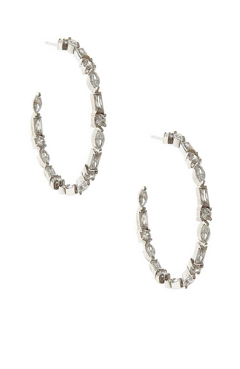 CZ by Kenneth Jay Lane Multi-Shaped CZ Hoop Earrings, Main, color,