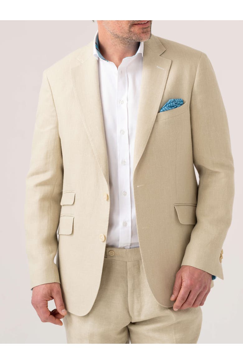 Linen Blend Blazer, Main, color, Beige