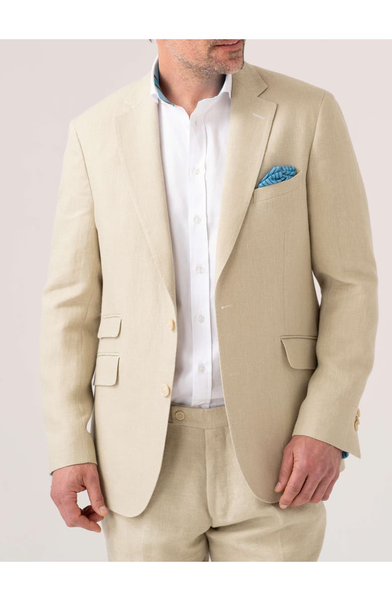 Koy Clothing Linen Wool Silk Blend Blazer, Main, color, Beige