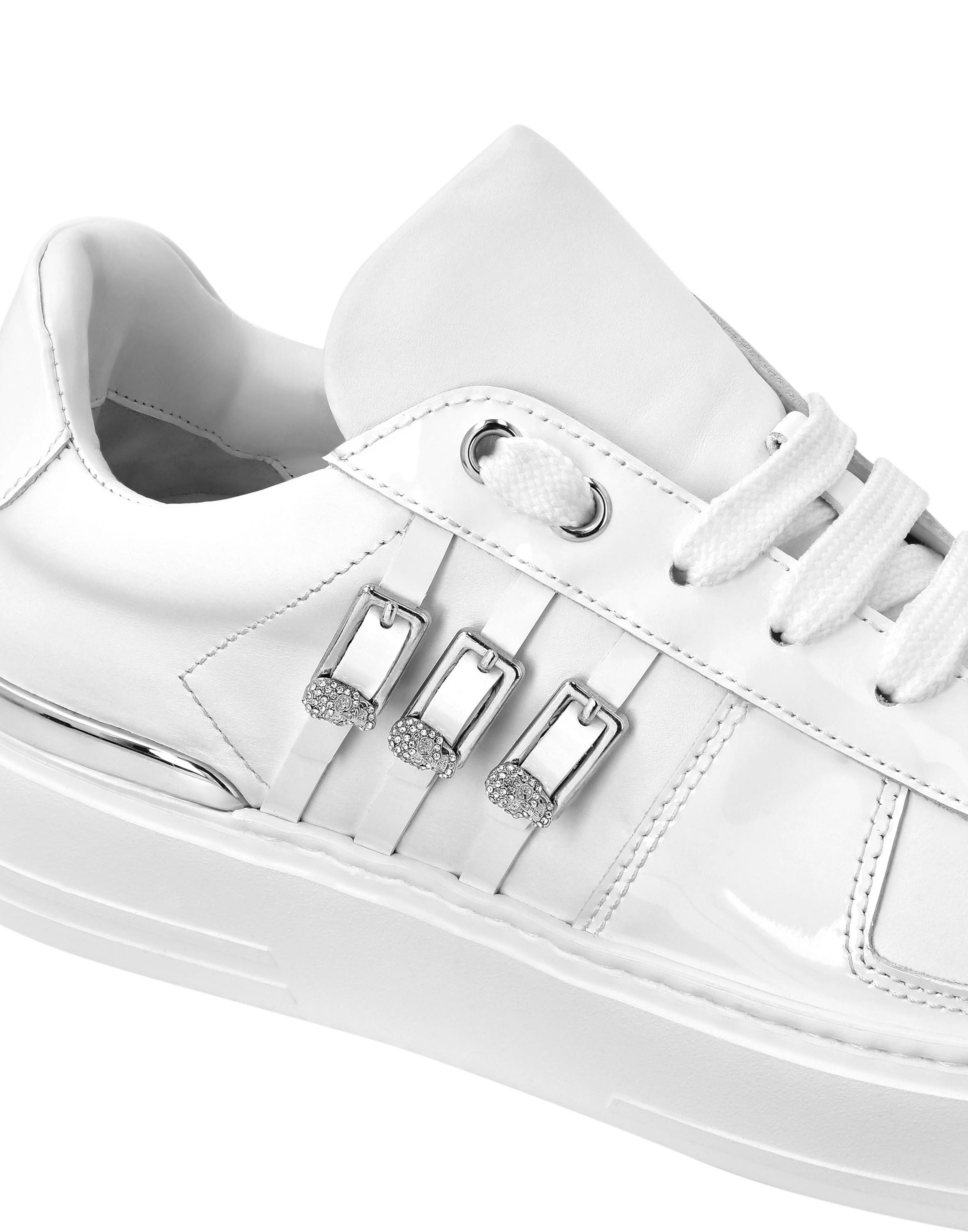 Low Top Sneakers Belts Skull Women, Alternate, color, white