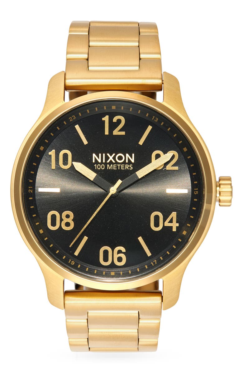 Nixon The Patrol Bracelet Watch, 42mm, Main, color, Gold / Black
