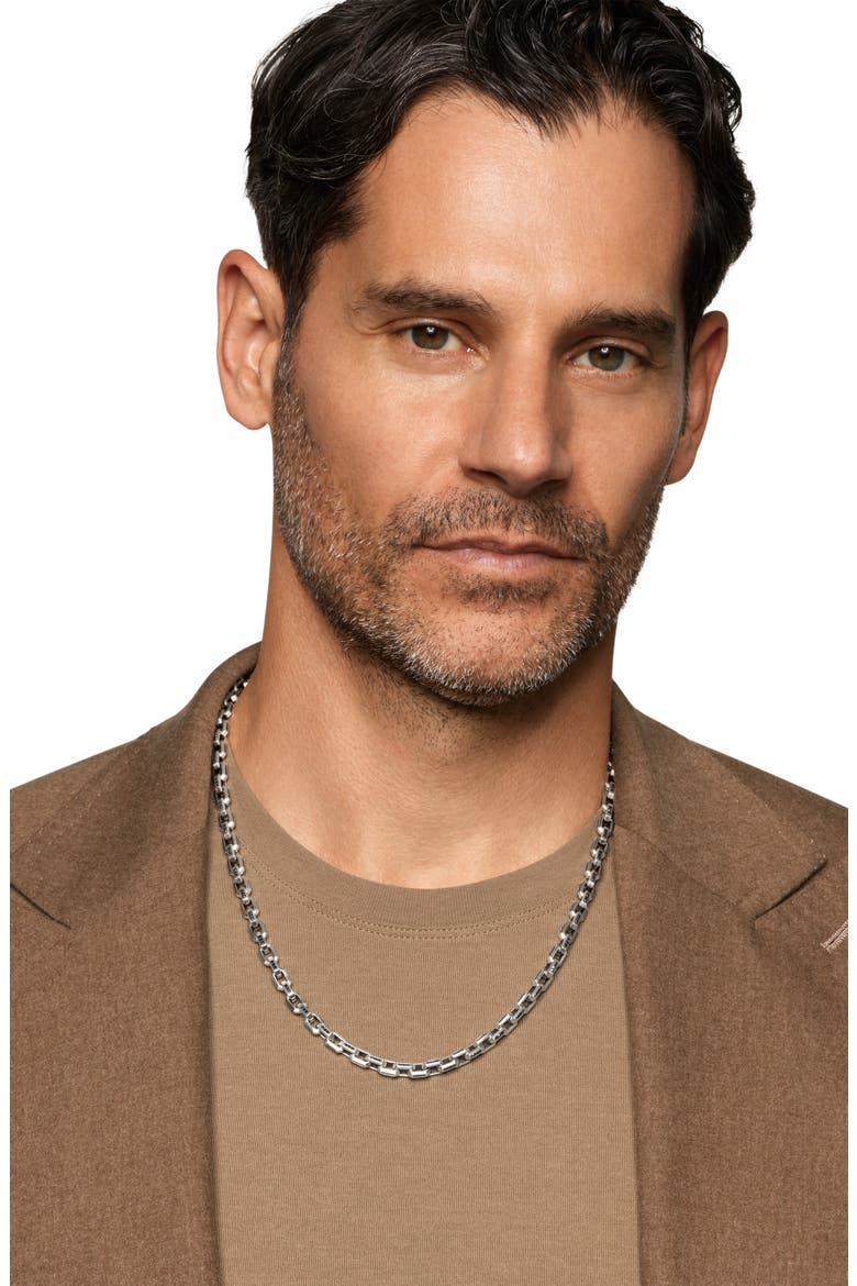 Men's Streamline® Sterling Silver & Black Diamond Link Necklace, 5.5mm, Alternate, color, SILVER PAVE