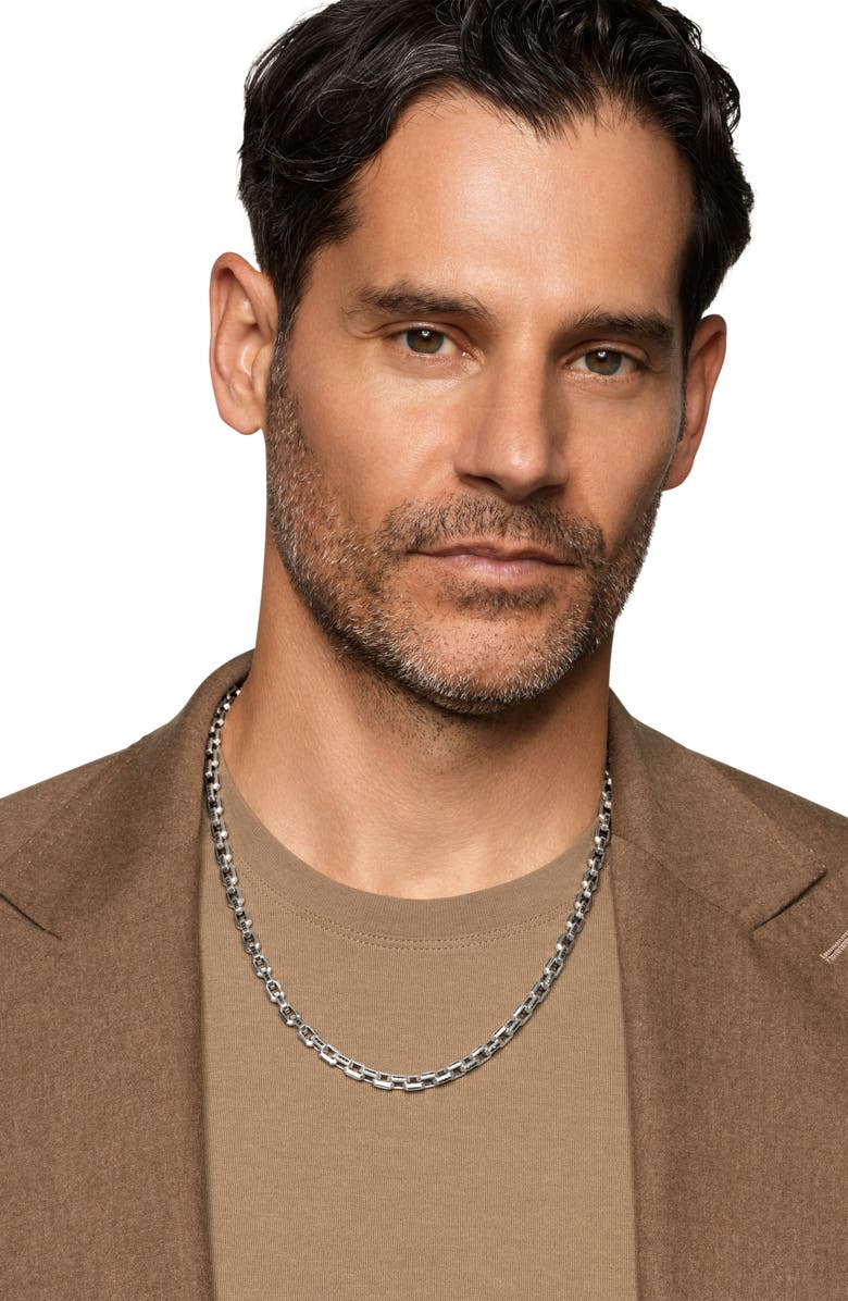 David Yurman Men's Streamline<sup>®</sup> Sterling Silver & Black Diamond Link Necklace, 5.5mm, Alternate, color, Silver Pave