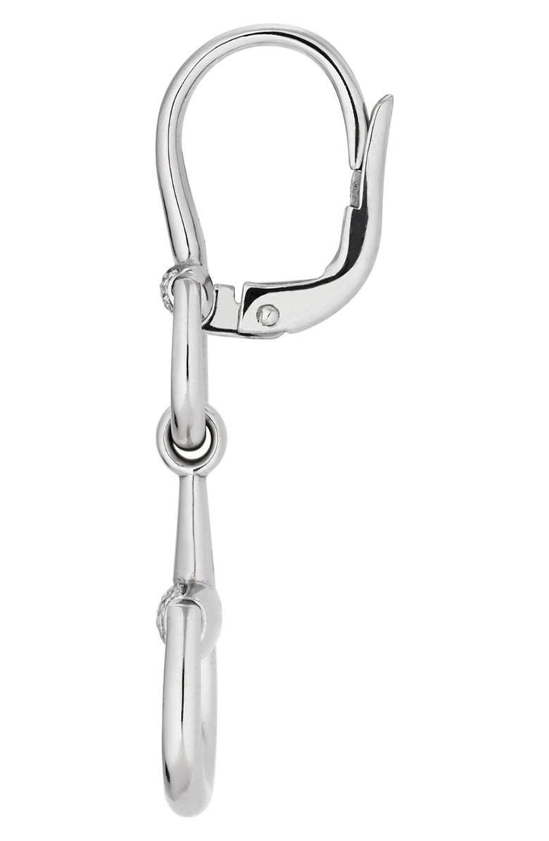 Gucci Diamond Pavé 18K Gold Horsebit Drop Earrings, Alternate, color, White Gold