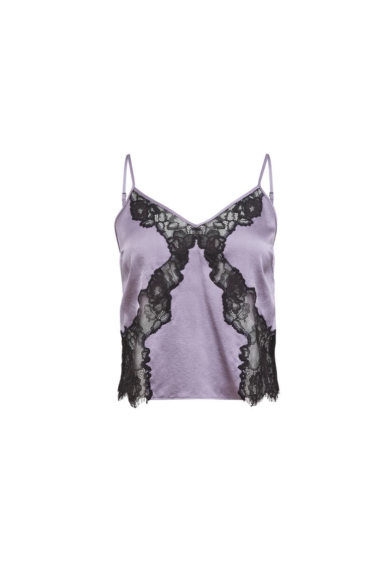 Juliet Lace Silk Cami, Alternate, color, Lavender Smoke