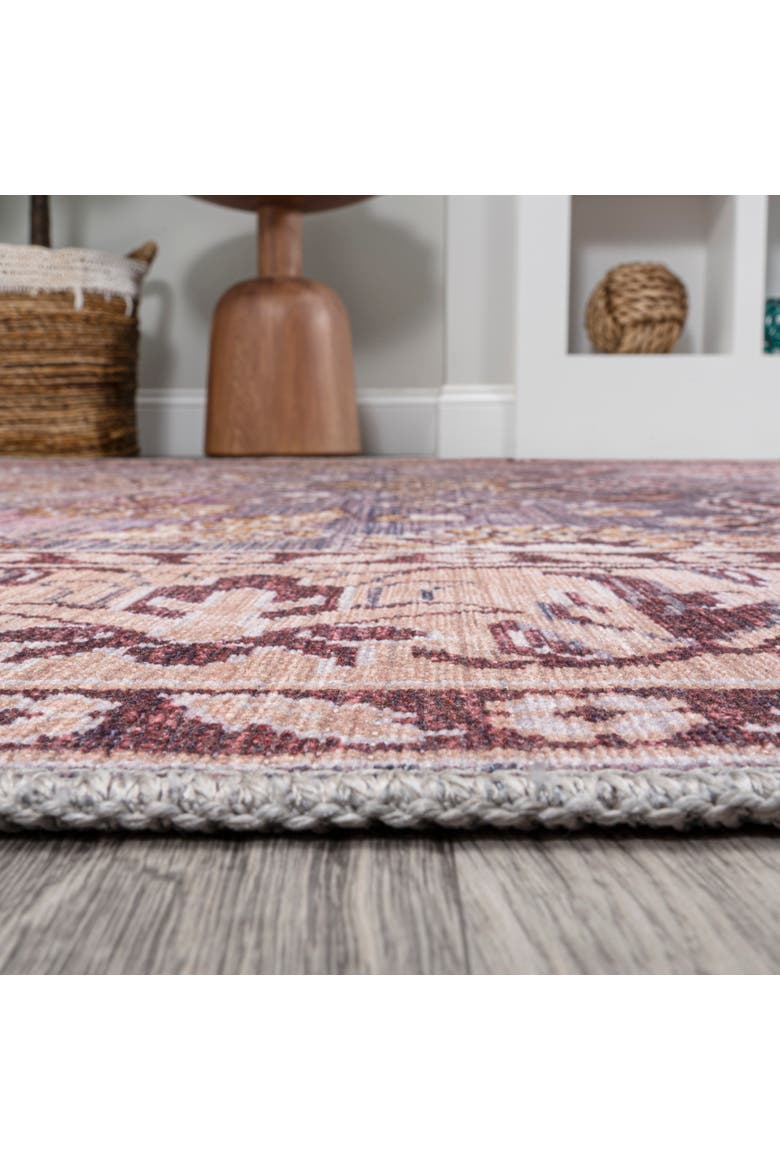 Victoria Ornate Persian All-Over Machine-Washable Area Rug, Alternate, color, Brown/Gray
