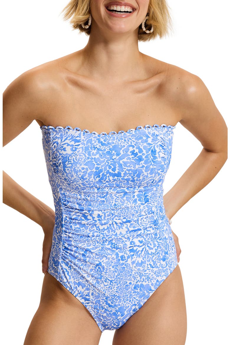 Paisley Daze Bandeau One-Piece Swimsuit, Main, color, PARADISO BLU
