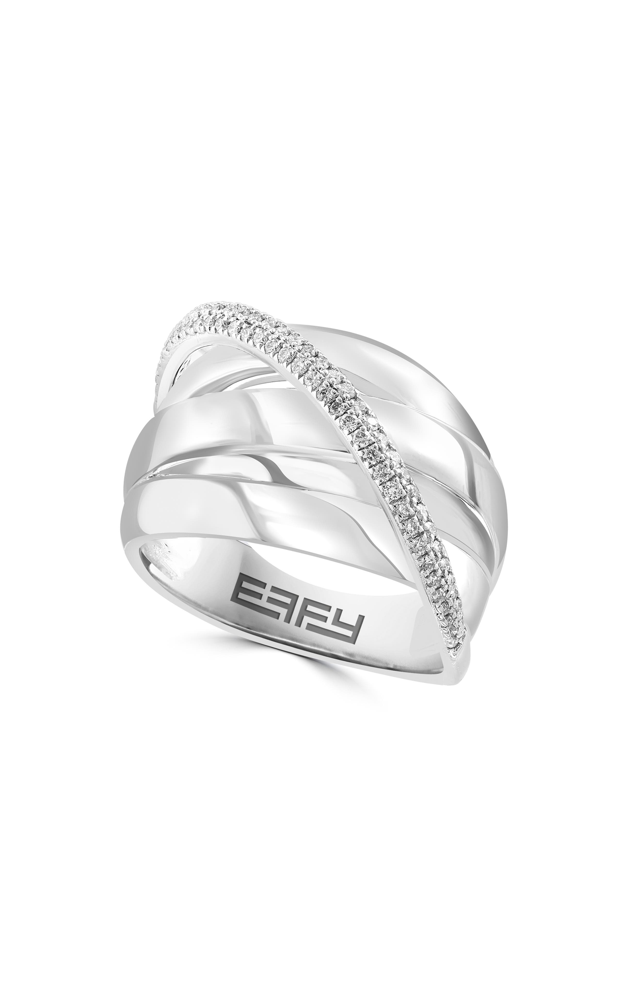 EFFY Sterling Silver Diamond Pavé Band Ring - 0.25ctw