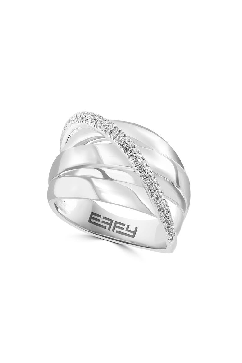 Sterling Silver Diamond Pavé Band Ring - 0.25ctw, Main, color, WHITE