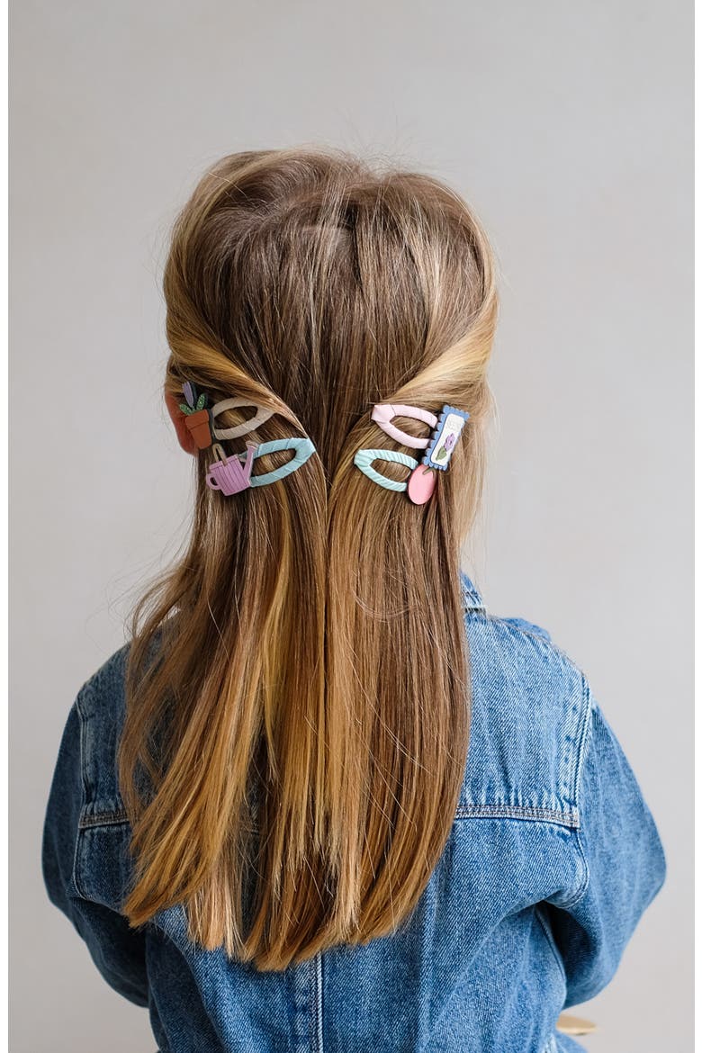 Kids' Gardening Assorted 4-Pack Hair Clips, Alternate, color, PINK