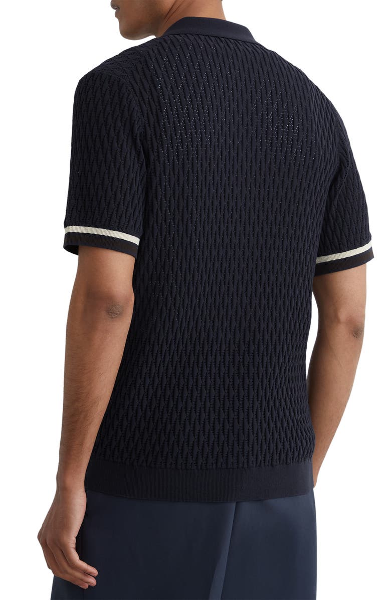 Reiss Bilsby Textured Knit Camp Shirt, Alternate, color, Navy