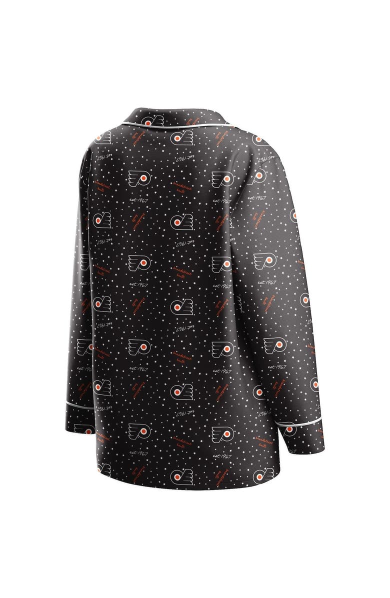 WEAR by Erin Andrews Women's WEAR by Erin Andrews Black Philadelphia Flyers Long Sleeve Button-Up Shirt & Pants Sleep Set, Alternate, color, Black