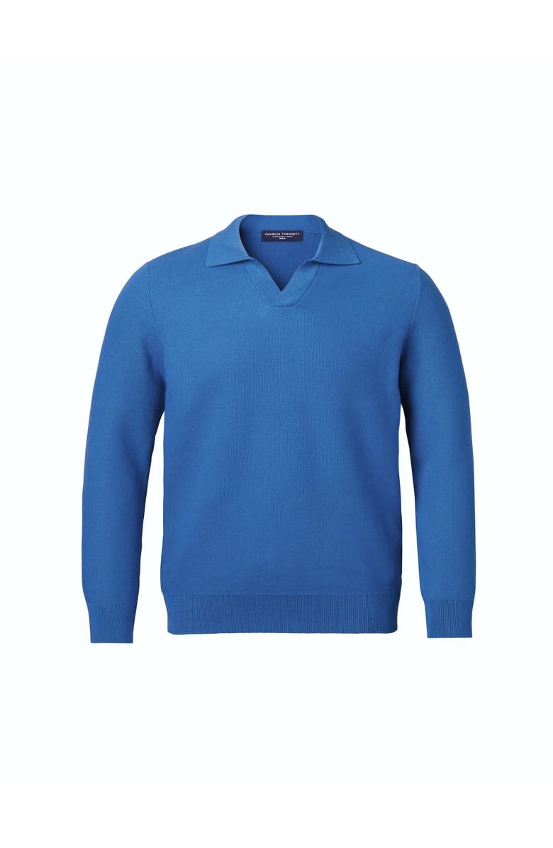 Charles Tyrwhitt Cotton Honeycomb Trophy Neck Sweater, Alternate, color, Mid Blue